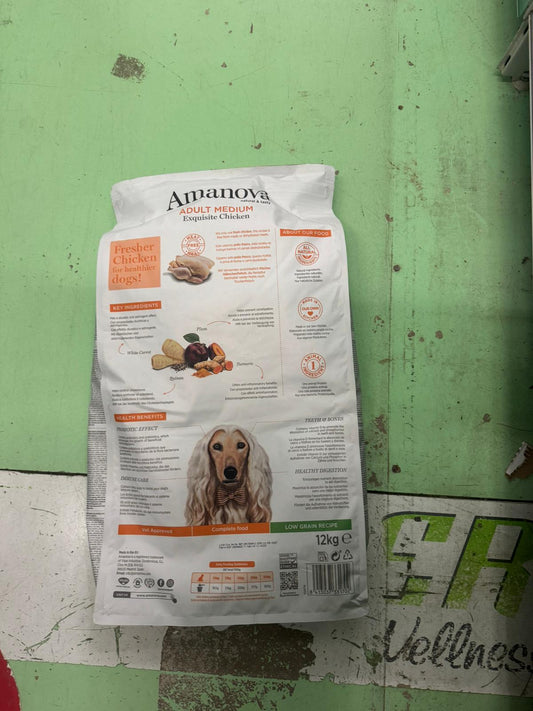 Amanova Adult Medium - Crocchette Premium con Pollo Fresco 12kg